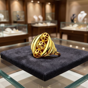 Luxury 24K <b>Gold</b> Natural Stone Floral Filigree <b>Cocktail</b> <b>Ring</b> Unisex Anniversary Everyday Wear Statement Jewelry - Product Image 3