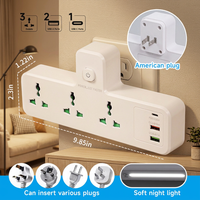 Multiprise murale indépendante avec interrupteur, veilleuse, 3 prises, 2 ports USB et 1 port Type C