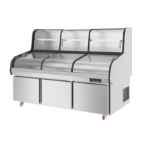 Réfrigérateur de présentation ouvert YINZHENG en acier inoxydable pour restaurant commercial, à trois températures et cinq niveaux, pour barbecue et commandes