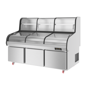 Réfrigérateur de présentation ouvert YINZHENG en acier inoxydable pour restaurant commercial, à trois températures et cinq niveaux, pour barbecue et commandes - Product Image 2
