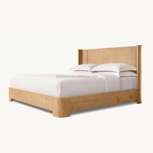 Мебель для спальни во французском стиле, современный американский дизайн, однотонная деревянная кровать из ротанга из дуба, каркасная панель, кровать для королевского Королевского домашнего использования - Product Image 6