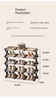 Étagère à chaussures pliable en rotin tressé, réglable en hauteur, en PP, ABS et métal, pour entrée, couloir, placard, facile à assembler, pour l'organisation