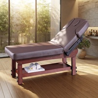 Table de massage thaïlandaise traditionnelle en bois avec réglage manuel des accoudoirs et rangement, pour écoles, gymnases, salons et traitements de ventouses