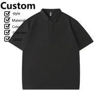 Polos de manga corta con logotipo personalizado al por mayor, 250g/m², 100% algodón, polos con hombros caídos, polos impresos en 3D personalizados