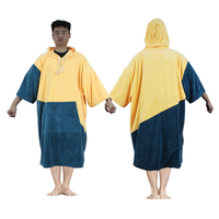Patchwork estilo moda correa sin mangas Super absorbente microfibra playa bata traje cambio bata surf Poncho toalla adulto