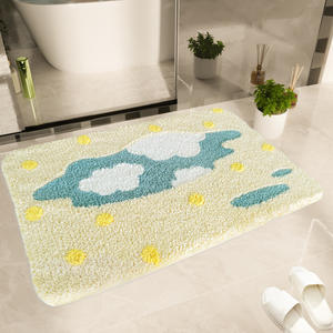 Alfombra de baño flocada hecha a medida, rectangular, de fibra de poliéster, absorbente, antideslizante, para baño, dormitorio, habitación infantil, blanca y amarilla - Product Image 2