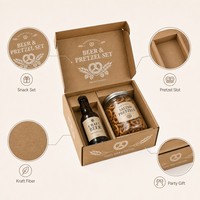 Boîte cadeau personnalisée en carton ondulé Kraft avec finition mate et vernis UV pour ensemble de bière, bretzels et snacks, emballage en carton recyclable, vente en gros