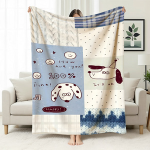 Manta de Franela con Dibujos Animados de Perros, Manta para Siesta, Reversible, Cálida y Acogedora para Cama, Sofá, Personalizada, OEM, ODM - Product Image 4