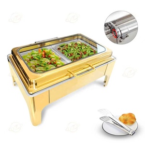 YITIAN Rectangle Special Price Luxury Wedding Party Stainless Steel Chafing Dish Gold <strong>Food</strong> <strong>Buffet</strong> Display <strong>Warmer</strong> Set - Product Image 1