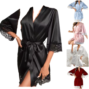 رداء حمام للعرائس لوصيفات الشرف في فصل الشتاء أرواب كاجوال برباط إغلاق برباط ناعم جيد التهوية نمط صلب 6XL 5XL أحجام الركبة بشعار أمامي - Product Image 2