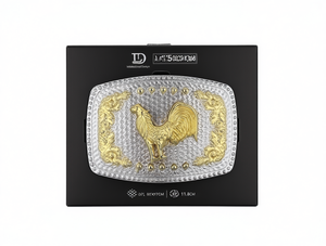 Fibbia per cintura grande LD Silver, design rotondo e quadrato placcato, 5,0 cm - Product Image 1