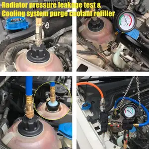 Kit universal de testador de pressão do radiador do detector de vazamento do tanque de água, testador de pressão do sistema de refrigeração a vácuo