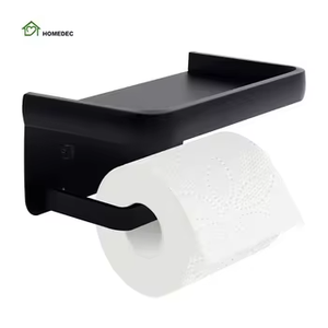 Accessoires de maison modernes <span class=keywords><strong>Porte</strong></span>-papier hygiénique <span class=keywords><strong>noir</strong></span> <span class=keywords><strong>mat</strong></span> avec étagère pour téléphone Support <span class=keywords><strong>mural</strong></span> en aluminium pour la cuisine - Product Image 3