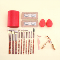 Ensemble de 17 pinceaux de maquillage Glitz and Glam avec strass, style professionnel, vente en gros, pinceaux de maquillage de luxe avec boîte cadeau