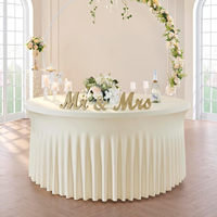 ANNIELU Housse de table ronde en spandex noir et blanc de 5 pieds avec jupe à volants, nappe extensible pour la décoration de la maison, des événements et des mariages