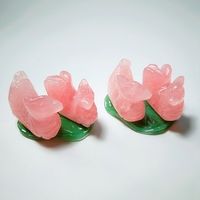 Sculpture de canard mandarin en quartz rose 2026, sculpture de canard mandarin en pierre de quartz rose