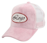 Sombrero de terciopelo al por mayor, gorra de terciopelo tipo trucker de 5 paneles con logotipo bordado personalizado, cálida y personalizada.