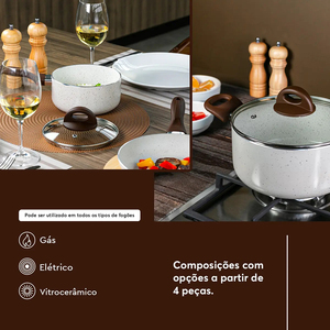Juego de Ollas y Sartenes de Cerámica Moderna con Revestimiento de Mármol, Tapas de Vidrio, Asas de Baquelita, Antiadherente, 6 Piezas, de Aluminio, Compatible con Inducción - Product Image 5