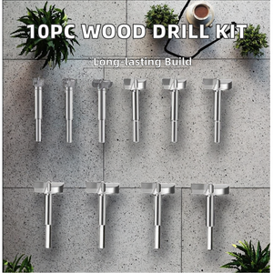 Ensemble de 10 forets à <span class=keywords><strong>bois</strong></span> de 15 mm à 60 mm, kit de forets Forstner avec forets à charnières pour le travail du <span class=keywords><strong>bois</strong></span> - Product Image 2