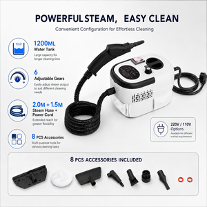 เครื่องทำความสะอาดไอน้ำแบบพกพา 1500W ถังน้ำ 1200 มล. เครื่องทำความสะอาดไอน้ำแรงดันสูงสำหรับห้องครัว ห้องน้ำ ชุดอุปกรณ์ทำความสะอาด OEM ODM - Product Image 4