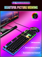 Clavier et souris filaires Mi Lang T6 rétroéclairés par LED ultra-minces 1200 DPI pour ordinateur de bureau, ordinateur portable, interface USB, périphériques de jeu