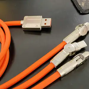 하이 퀄리티 공장 가격 180 도 회전 커넥터 3 In 1 데이터 케이블 휴대 전화 용 자동차 충전기