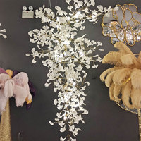 Lustre personnalisé en forme de fleur, décoration de hall d'hôtel, villa, escalier, long lustre en céramique en forme de feuille de Ginkgo