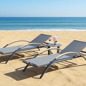 Chaise <span class=keywords><strong>inclinable</strong></span> d'extérieur pliable et portable durable, cadre en bambou, tissu en maille respirant pour une utilisation au bord de la piscine, dans le jardin ou au parc - Product Image 1