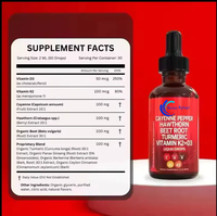 Gouttes liquides d'extrait de poivre de Cayenne naturel, aubépine, vitamine D3 K2, racine de betterave, curcuma, suppléments OEM/ODM vente en gros