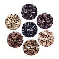 1000 pièces 3.4x3.0X6.0mm Micro-anneaux en cuivre à sertir Euro Lock multicolores pour extensions de cheveux humains I-Tip