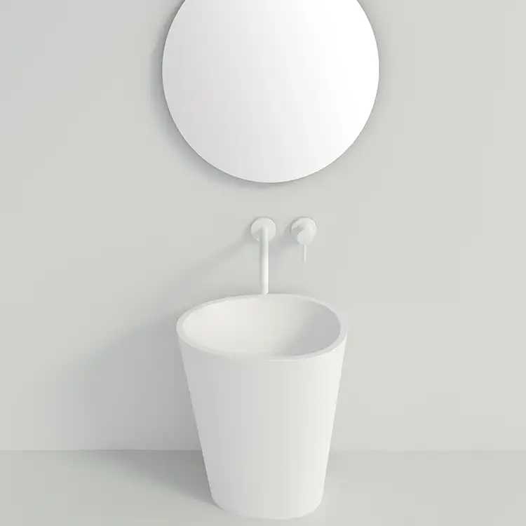Lavabo à main ovale en marbre, salle de bains, surface solide en résine