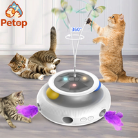 Paquete de Juguetes para Gatos Petop 3 en 1, Juguete Automático Recargable por USB con Pluma de Mariposa que se Mueve al Activarse