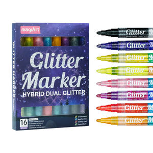 Marqueur à paillettes 1-5 mm en gros, double <span class=keywords><strong>pointe</strong></span> avec <span class=keywords><strong>pointe</strong></span> <span class=keywords><strong>moyenne</strong></span>, marqueur de peinture métallique scintillant pour enfants, fabrication de cartes de Noël DIY - Product Image 1