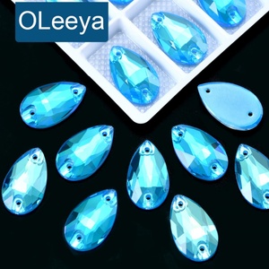 OLeeya - Cristales de Estrás de Primera Calidad para Coser, Color Neón AB en Forma de Lágrima, 10*18, Cristales de Vidrio para Coser, para Disfraces de Baile, Bikinis - Product Image 1
