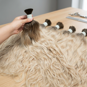 Cheveux ondulés vietnamiens bruts brun sur blond ombré, paquets de cheveux humains bruts en vrac pour les coiffeurs - Product Image 3