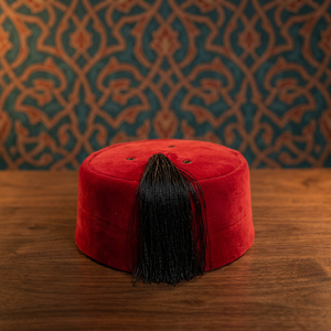 <b>Red</b> Moroccan Turkish Fez Hat Round Velvet Tassel Costume Cap High Tenacity Eco-Friendly for Halloween Party Dress up Adult - Product Image 3
