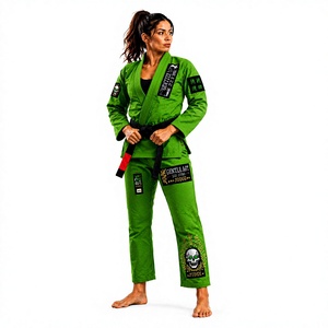 GENTEEL ART Women's Green BJJ Kimono 450gsm Cotton Pearl <b>Weave</b> Regular Fit Durable Martial Arts Wear with customization - Product Image 1