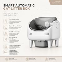Bac à litière intelligent automatique pour chat en plastique avec caméra HD, contrôle par application, écologique, grande capacité, sécurité multi-capteurs, contrôle des odeurs