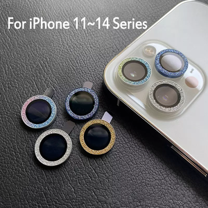 Protector de pantalla de lente de cámara de diamante brillante colorido para <span class=keywords><strong>iPhone</strong></span> 16 15 pro 14 Plus 13 12 <span class=keywords><strong>11</strong></span> Pro Max cubierta de anillo de Metal de cámara trasera - Product Image 4