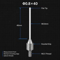 Sonde à pointe plate en céramique SD0.80X40mm, filetage M2.5, stylet de mesure de précision pour indicateur à cadran, pièce de rechange pour micromètre