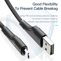ESSAGER ES-X13 Vente en gros 480 Mbps 1M 2M 3 mètres 2.4A Usb2.0 Usb a vers Micro Usb Câble de chargeur de données Charge rapide