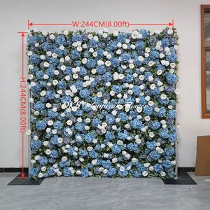 Wholesale Artificial Silk Flower Wall Wedding High Quality Rolling up Fabric Back Flower Wall for Wedding Decorations - Product Image 2