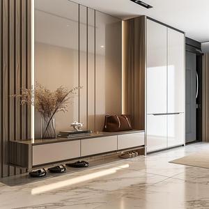Meuble de rangement pour chaussures sur mesure avec porte coulissante, hauteur personnalisable, panneau imperméable, idéal pour maison de location et entrées étroites - Product Image 1