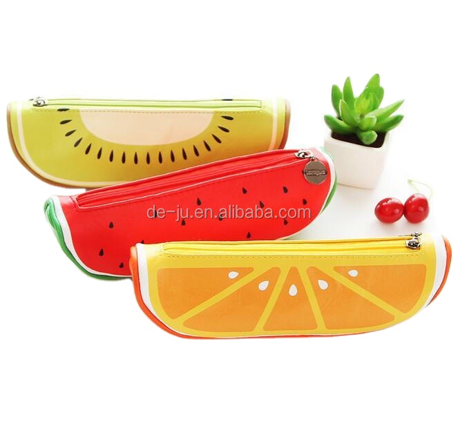 Оптовая продажа, разноцветный силиконовый пенал для девочек с изображением фруктов