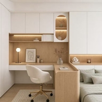 Lit Tatami sur Mesure Direct Usine avec Bureau d'Étude, Armoire et Meuble de Rangement Mural Tout-en-un, Finition Bois, Mobilier de Chambre à Coucher