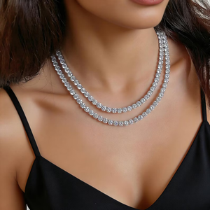 Moissanit Tennis-Kette 3mm 16-<span class=keywords><strong>24</strong></span> Zoll Moissanit Tennis-Halskette 925 Sterling Silber Tennis-Halskette S925 Moissanit Kettenglieder - Product Image 4