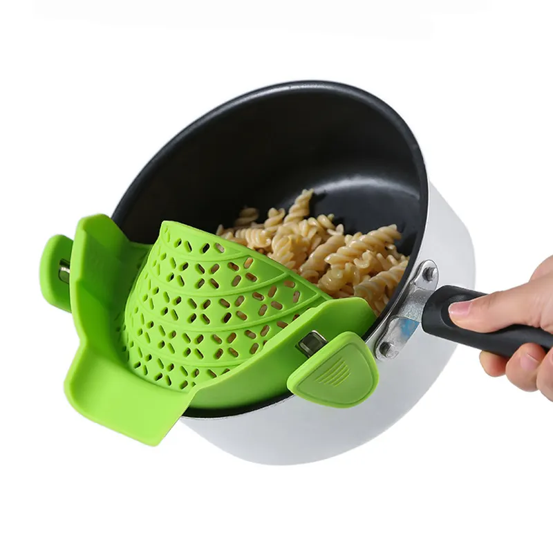 Hot sale products Clip on Strainer for Pots Pan Pasta Silicone Food Strainer Hands-Free Pan Strainer