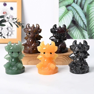Figurines d'animaux en cristal gravées, adorables, en cristal naturel de guérison, sculpture de dragon pour souvenir, vente en gros - Product Image 1