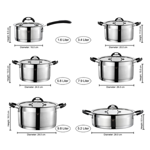 Casserole en acier inoxydable 18/10 de 26x15cm, 7,9 litres, pour soupes et bouillons, compatible induction, fond en cuivre, qualité alimentaire - Product Image 1