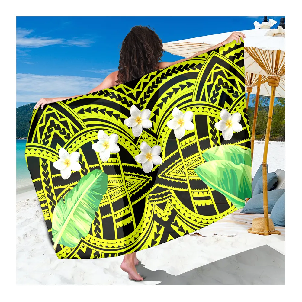 Tonga Sarong Polinesiana Plumeria e di Ibisco Tribal Design Sarong Costumi Da Bagno di Usura Lunga Spiaggia Pareo Costume Da Bagno Cover Up Wrap